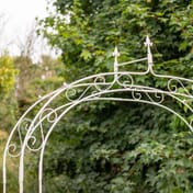 Gothic Antiqued Cream Metal Garden Arch - Detail View
