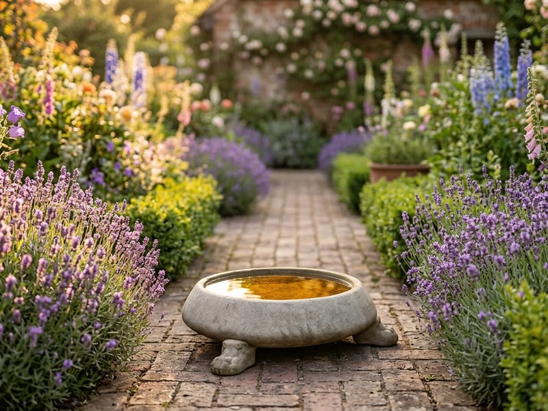 Georgian Stone Birdbath in a cottage garden setting best bird baths UK