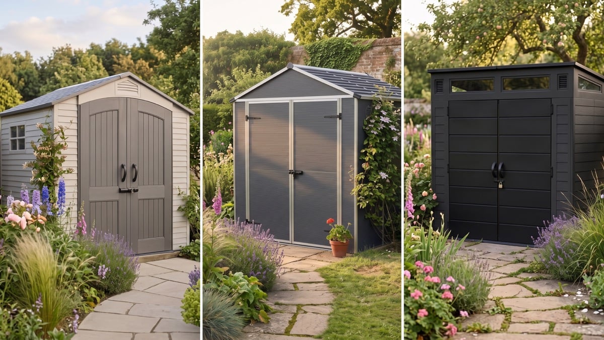 Lifetime, Palram and Suncast plastic sheds compared in British gardens
