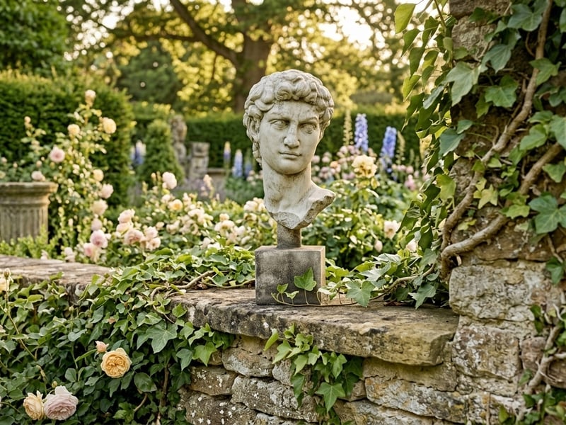 Bust of David garden ornament in Cotswold stone - classical garden statues uk