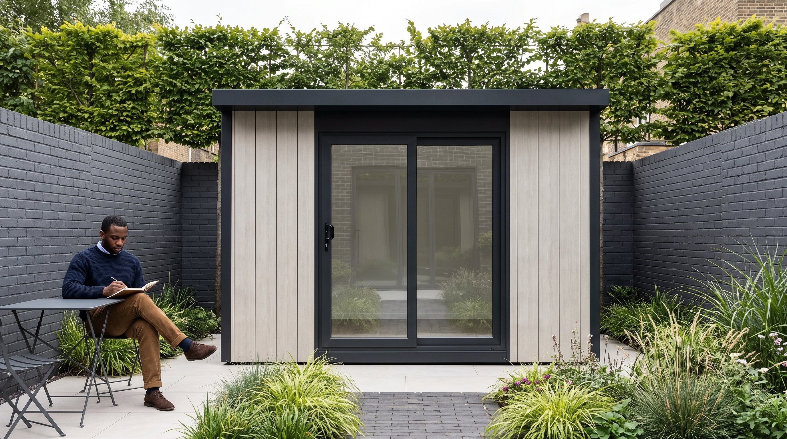 Calmpod 12x8 Insulated Garden Building in a contemporary urban garden