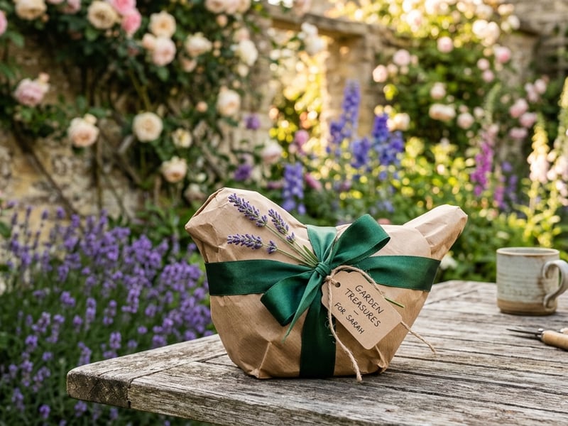 Garden ornament gift ideas UK including bird baths sundials and animal statues displayed in a cottage garden setting