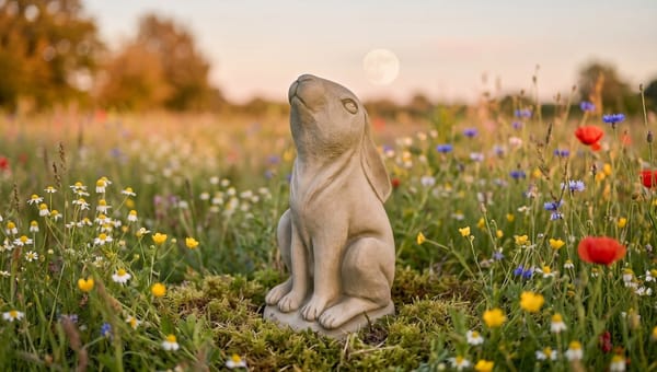 Hare & Rabbit Garden Ornaments: Moon Gazers & Folklore