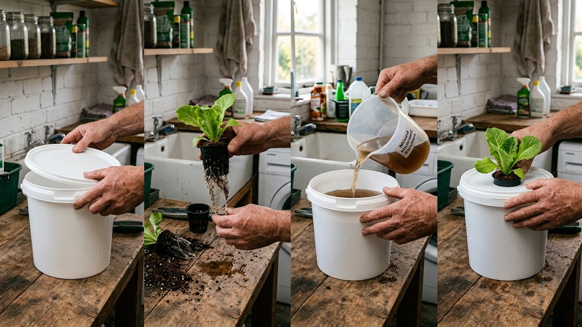 Steps for building a simple Kratky lettuce system in an opaque bucket