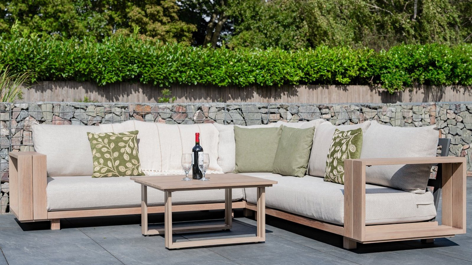 Aluminium garden furniture before winter storage in a British garden
