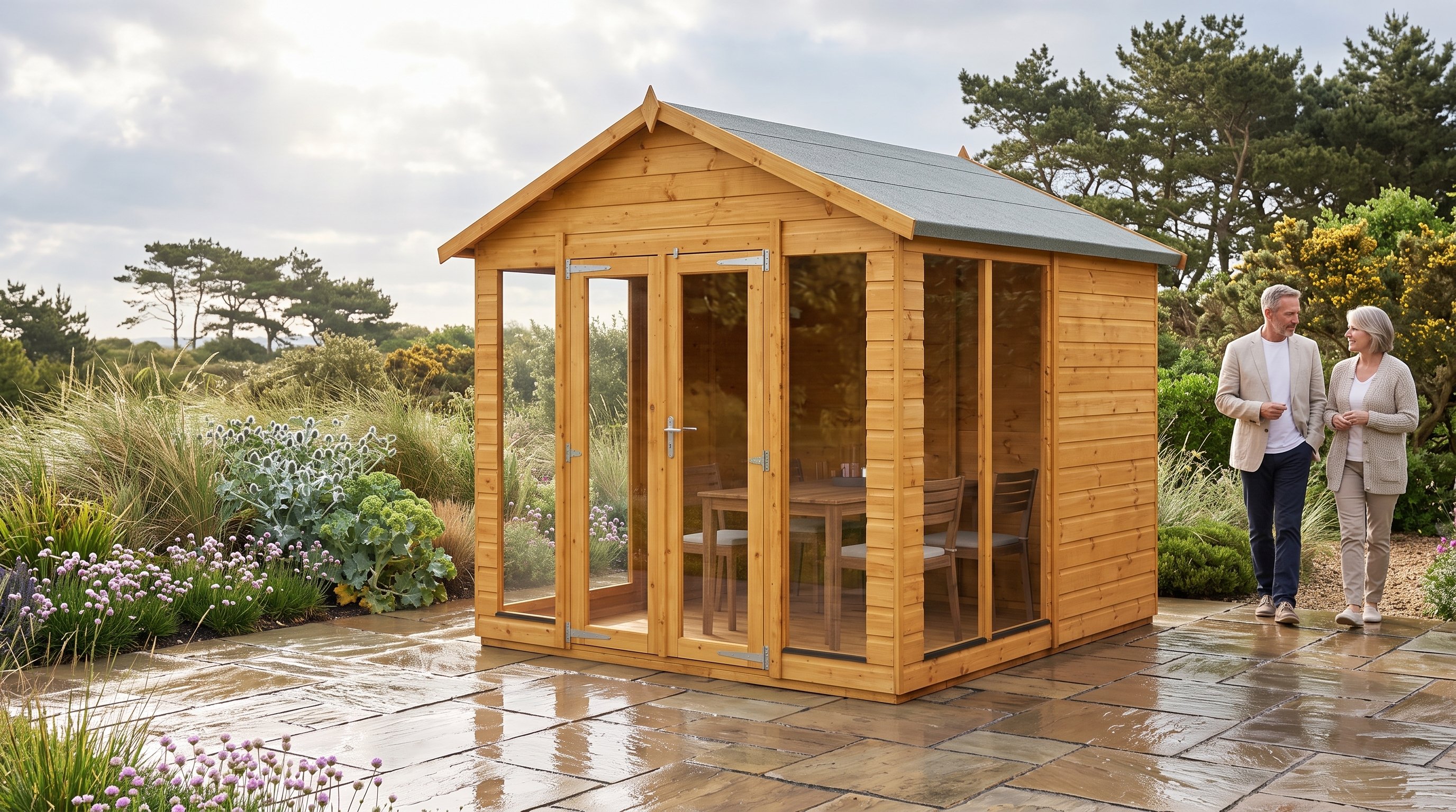 Power 8x6 Apex Summerhouse showing a rectangular plan and central ridge