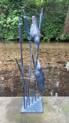 Birds on Reeds Bronzed Garden Statue