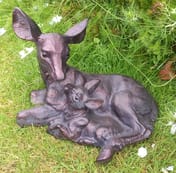 Doe and Fawn Lying Garden Sculpture Original