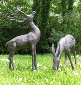 Stag and Doe Aluminium Garden Sculpture Ornament