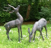 Stag and Doe Garden Sculpture Ornament