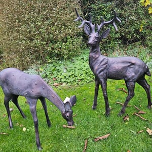 Stag and Doe Garden Sculptures Large