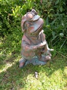 Toad of Toad Hall bronzed garden sculpture close-up