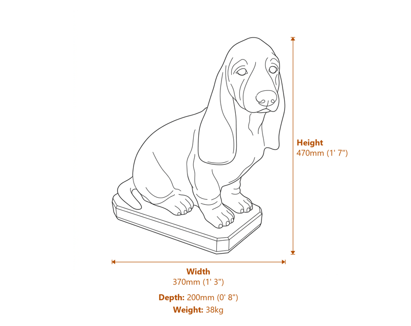 Dog Garden Ornaments Dimensions Diagram