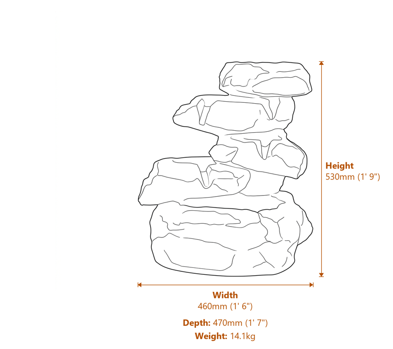 Solar Garden Fountains Dimensions Diagram