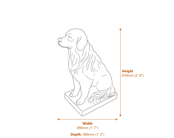 Golden Retriever Garden Statue Dimensions Diagram