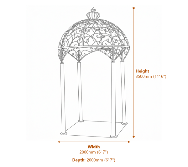 Arcadia Metal Garden Gazebo Dimensions Diagram