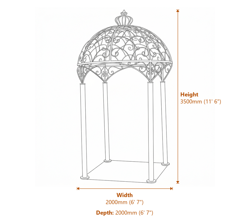 Wrought Iron Gazebos Dimensions Diagram