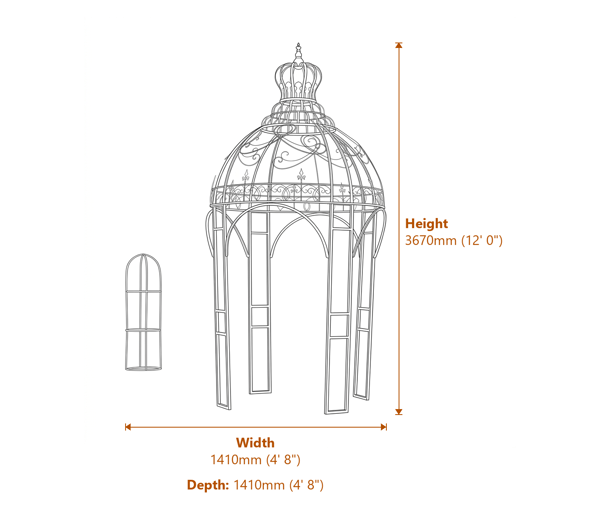 Regal Metal Garden Gazebo Dimensions Diagram