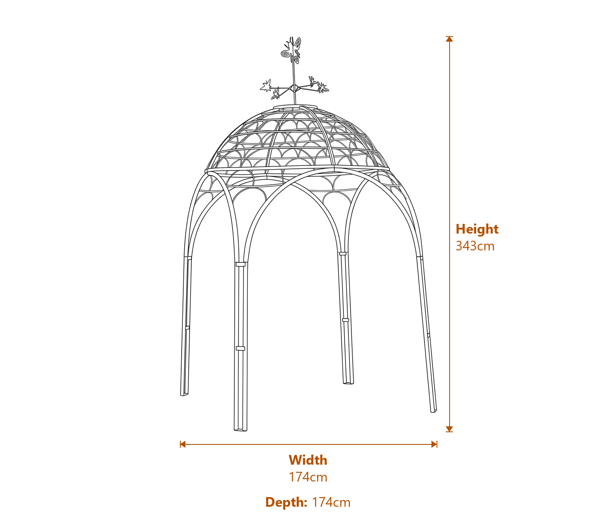 Honeybee Rustic Metal Garden Gazebo Dimensions Diagram