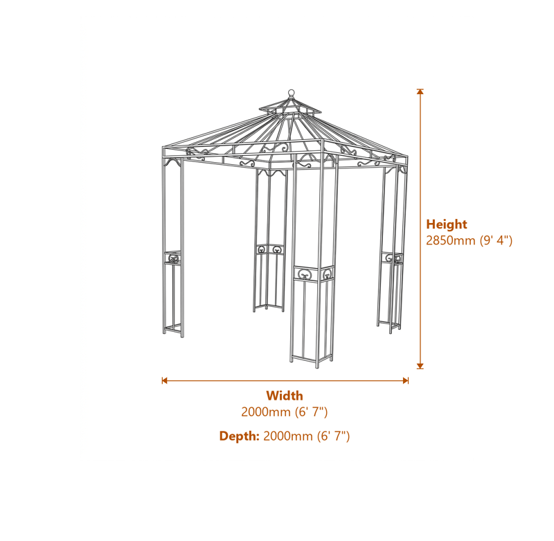 Wrought Iron Gazebos Dimensions Diagram