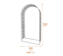 Streamline Moderne Metal Garden Arch in Sage Green Dimensions Diagram