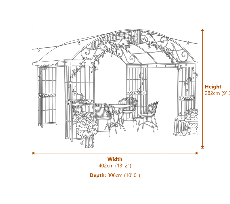 Wrought Iron Gazebos Dimensions Diagram