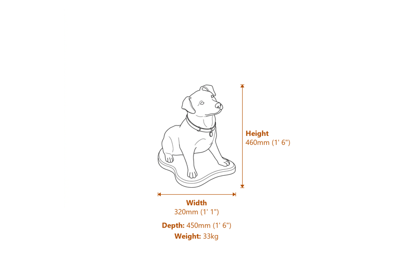 Dog Garden Ornaments Dimensions Diagram
