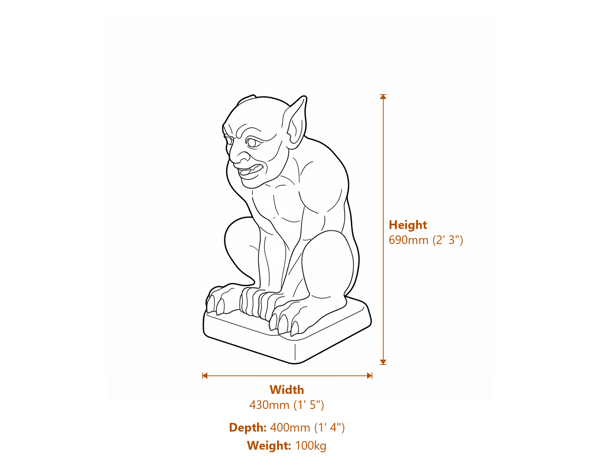 Demon Garden Statue Dimensions Diagram