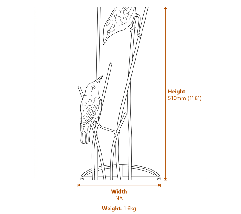 Bird Garden Ornaments Dimensions Diagram