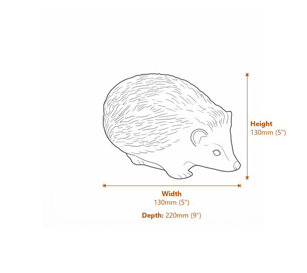 Hedgehog Metal Garden Ornament Dimensions Diagram
