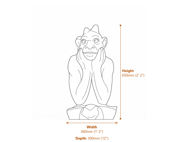 Notre Dame Gargoyle Garden Statue Dimensions Diagram