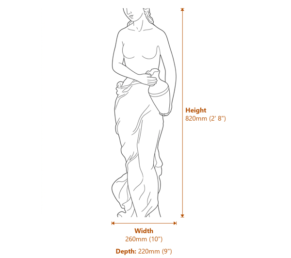 Grace Garden Statue in White Dimensions Diagram