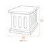 Medium Square Garden Ornament Plinth in White Dimensions Diagram