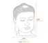 Large Buddha Head Garden Statue in White Dimensions Diagram