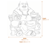 Wealthy Sitting Buddha Garden Statue in White Dimensions Diagram