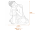 Sleeping Deity Garden Statue in White Dimensions Diagram