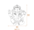 Ganesha Garden Statue in White Dimensions Diagram