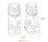 Pair of Foo Dog Garden Statues in White Dimensions Diagram