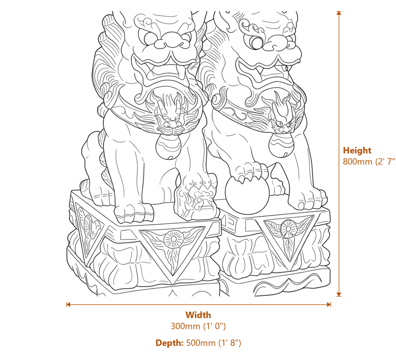 Animal Garden Ornaments Dimensions Diagram