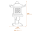Modern Pagoda Garden Statue in White Dimensions Diagram
