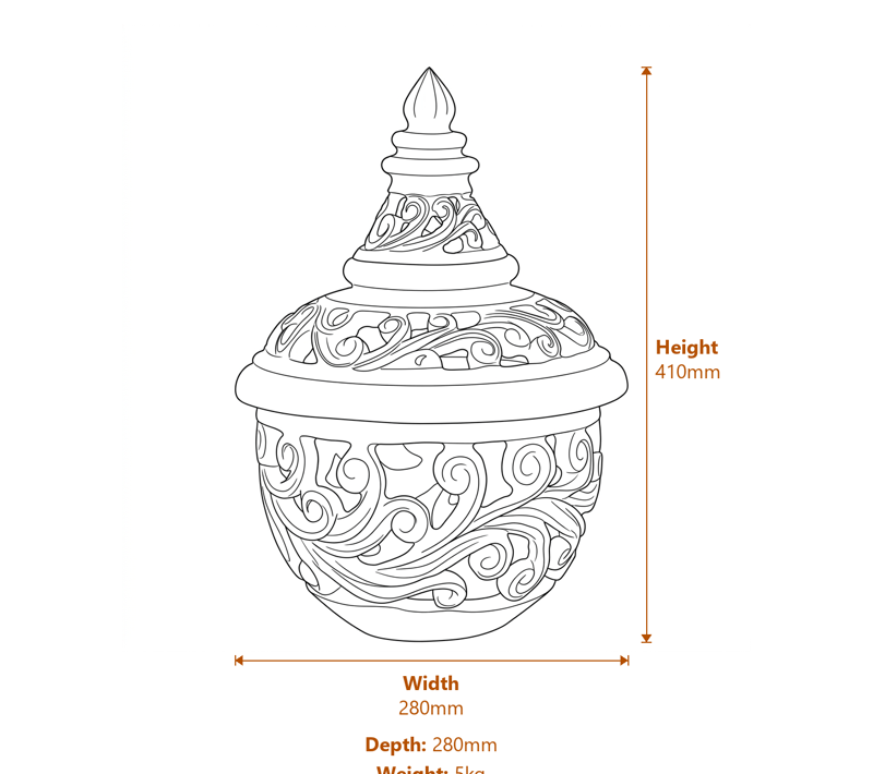 Garden Lantern Garden Ornament in White Dimensions Diagram