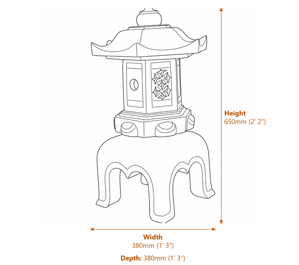 Pagoda Garden Ornament in White Dimensions Diagram