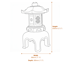 Pagoda Garden Ornament in White Dimensions Diagram