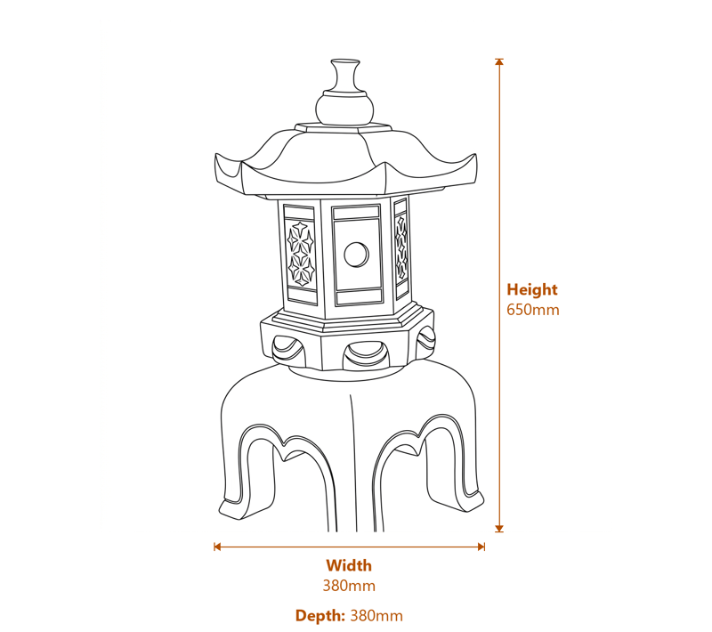 Pagoda Garden Ornament in Grey Dimensions Diagram