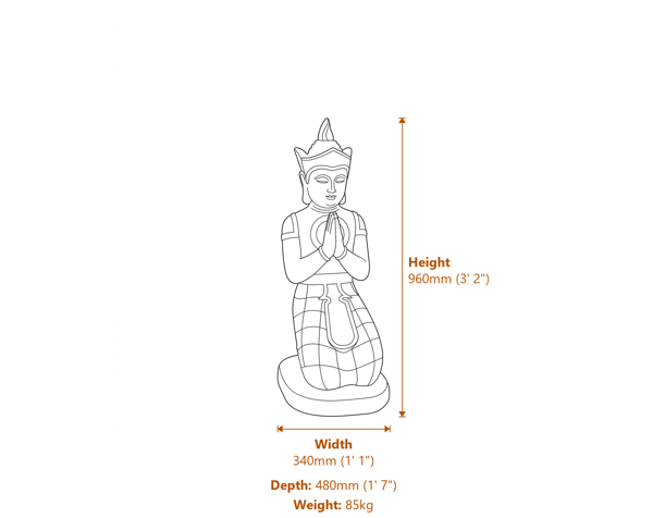 Kneeling Buddha Statue Dimensions Diagram