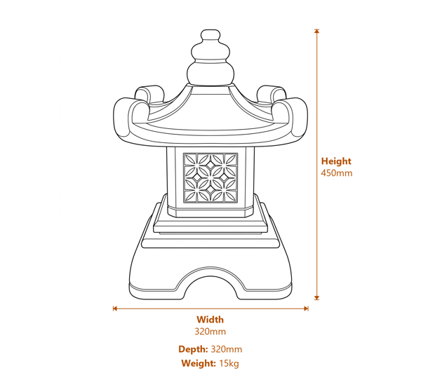 Chinese Pagoda Garden Ornament in White Dimensions Diagram