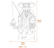 Standing Fisherman Garden Statue Dimensions - 600mm High x 280mm Wide x 210mm Deep