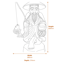 Standing Fisherman Garden Statue in Grey Dimensions Diagram