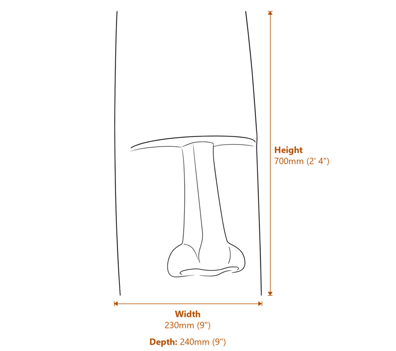 Easter Island Garden Statue in Grey Dimensions Diagram