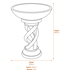 Spiral Stone Birdbath in Grey Dimensions Diagram